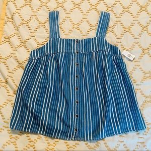 Old navy striped blue white denim babydoll top with buttons tank medium